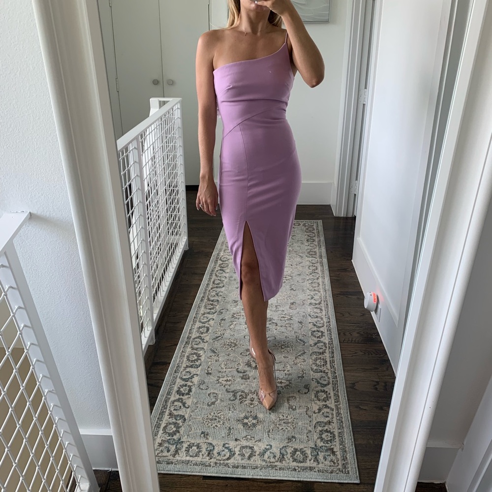 Likely Lavender One Shoulder Midi Dress
